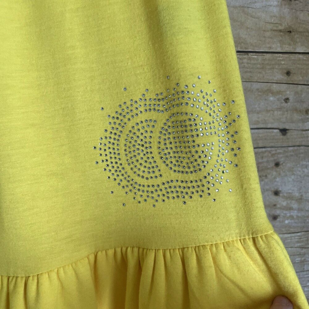 Coogi Bright Yellow Sundress With Ruffle & Chain Accent - Size 1X - Rhinestones - Picture 8 of 9